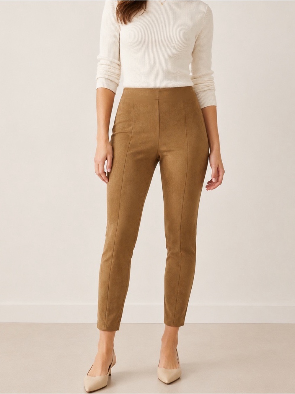 LOFT Camel Faux Suede Ankle Pants